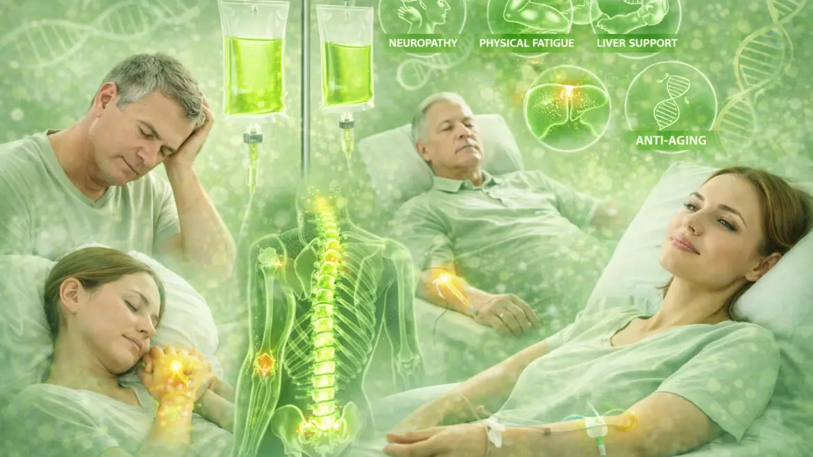 Terapii perfuzabile regenerative pentru neuropatii, astenie fizică, suport hepatic și anti-aging
